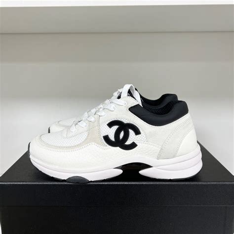 chanel sneakers dames zilver|Chanel black and white sneakers.